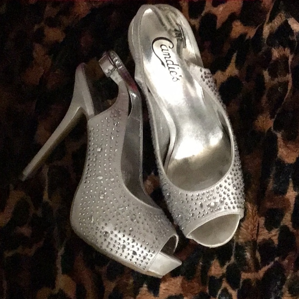 High heels. Candies Rhinestone peep toe heels
